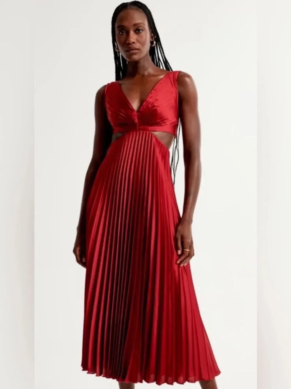 NWT Abercrombie & Fitch Giselle Wine Red Pleated Maxi Dress M